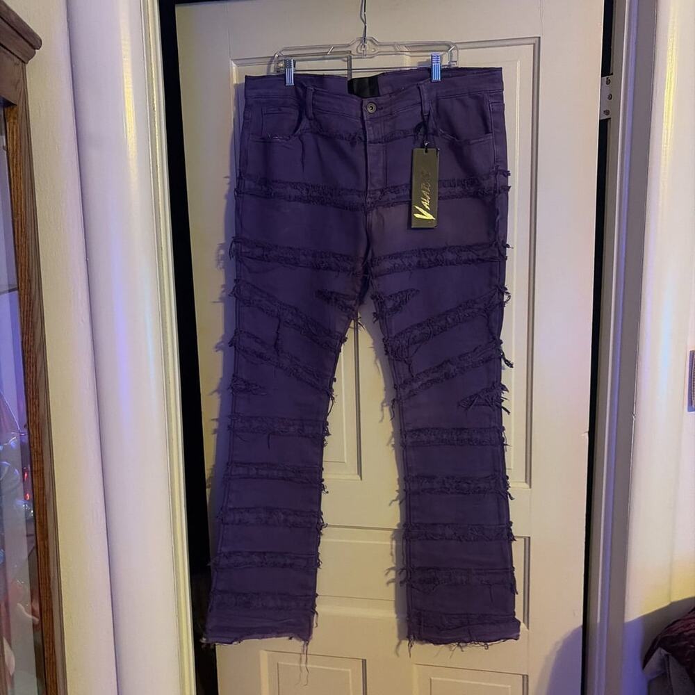 Valabasas 4444 Stacked Purple Denim Distressed Jeans